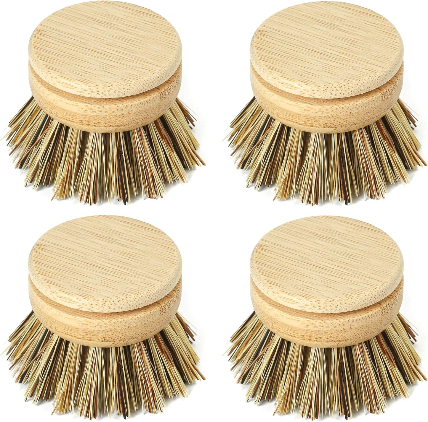 Jungle Culture Firm Bristle Replacement Brush Heads for Eco Dish Brushes • Wooden Kitchen Washing Up Brush Heads Pack of 4 • Interchangeable Bristle Refills • Dish Scrubbers • Zero Waste Cleaning