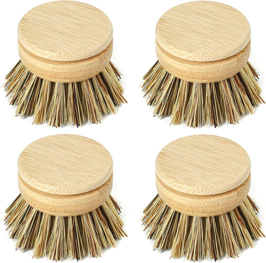 Jungle Culture Firm Bristle Replacement Brush Heads for Eco Dish Brushes • Wooden Kitchen Washing Up Brush Heads Pack of 4 • Interchangeable Bristle Refills • Dish Scrubbers • Zero Waste Cleaning