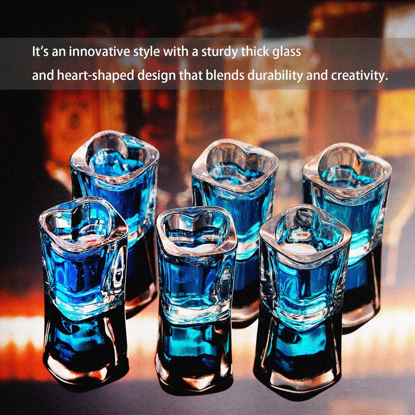 2oz Heavy Base Shot Glasses, Sets of 6/Heart Shaped Clear Tequila Shots/Square Shot /Espresso Shot Glass/Bulk Shot Glasses