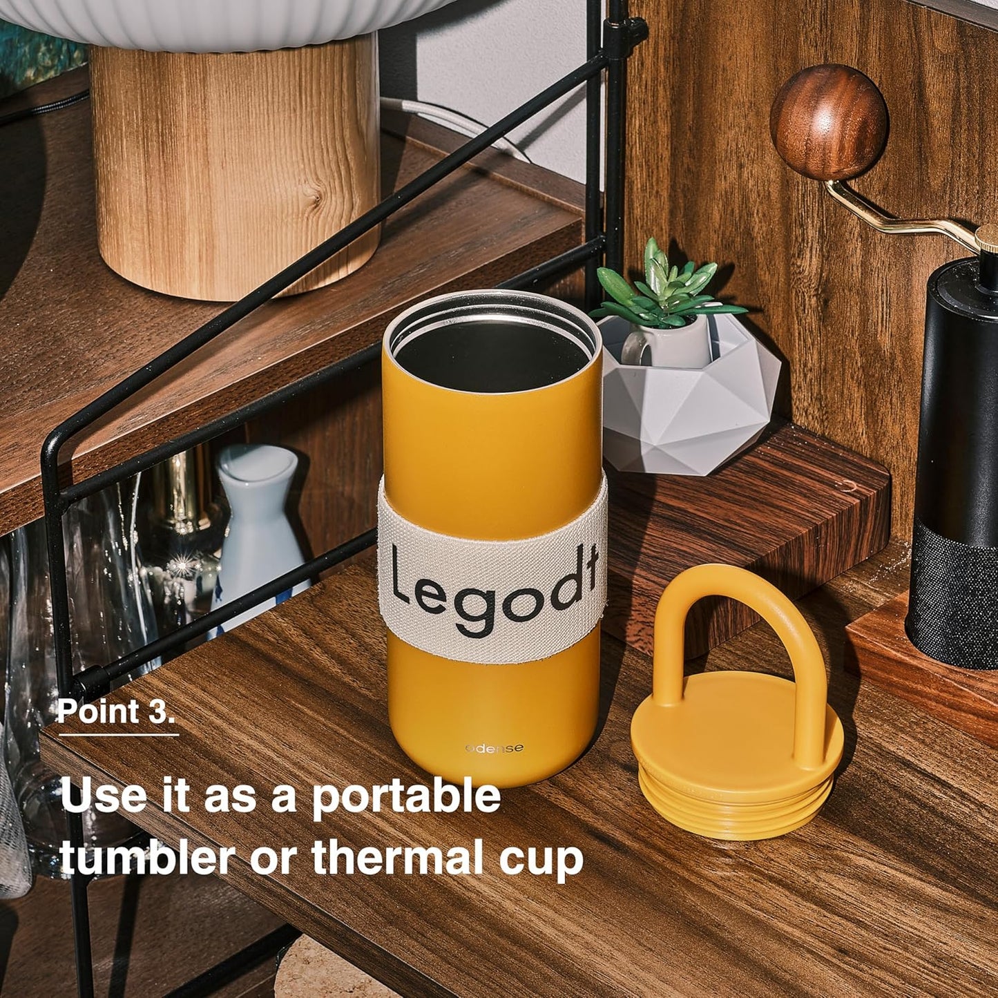 Odense Legodt Loop Tumbler 20oz with Lid and Handle - Insulated Tumbler with Leak-Resistant Lid - Double Stainless Steel Travel Coffee Mug, Water Bottle, Keeps Drinks Hot or Cold(Vanilla Cream)