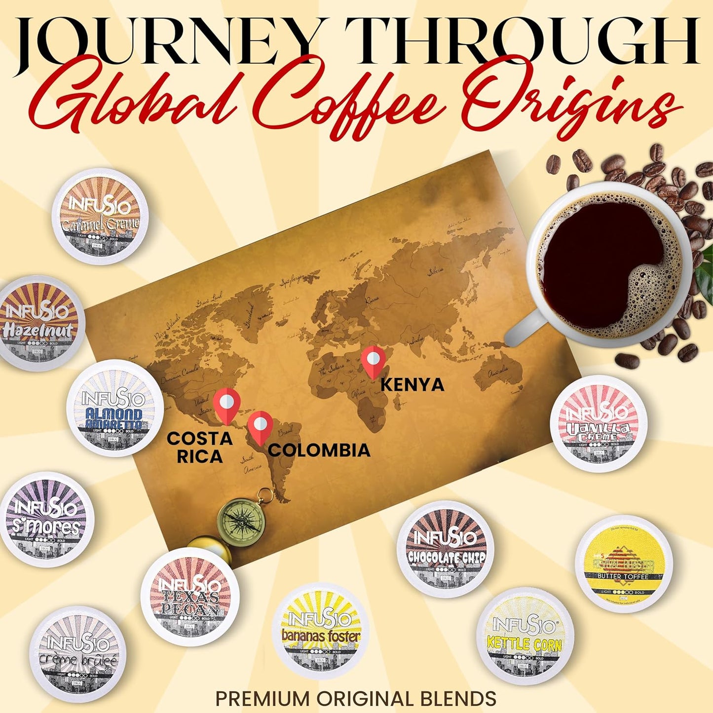 InfuSio Vanilla Crème Medium Roast, 96 Count Pods for Keurig K-Cup Brewers, Compatible with 2.0, Premium Roasted Coffee