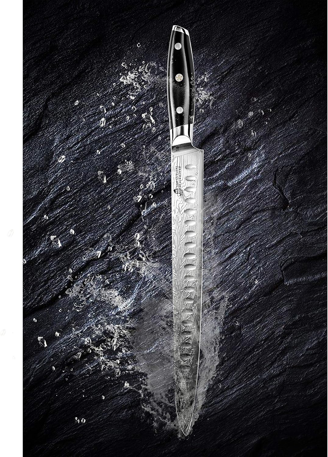 TUO Slicing Knife - Meat Carving Knife Brisket Knife High Carbon Stainless Steel 12-Inch - Meat Knife with G10 Full Tang Handle - Black Hawk-S Knives Including Gift Box