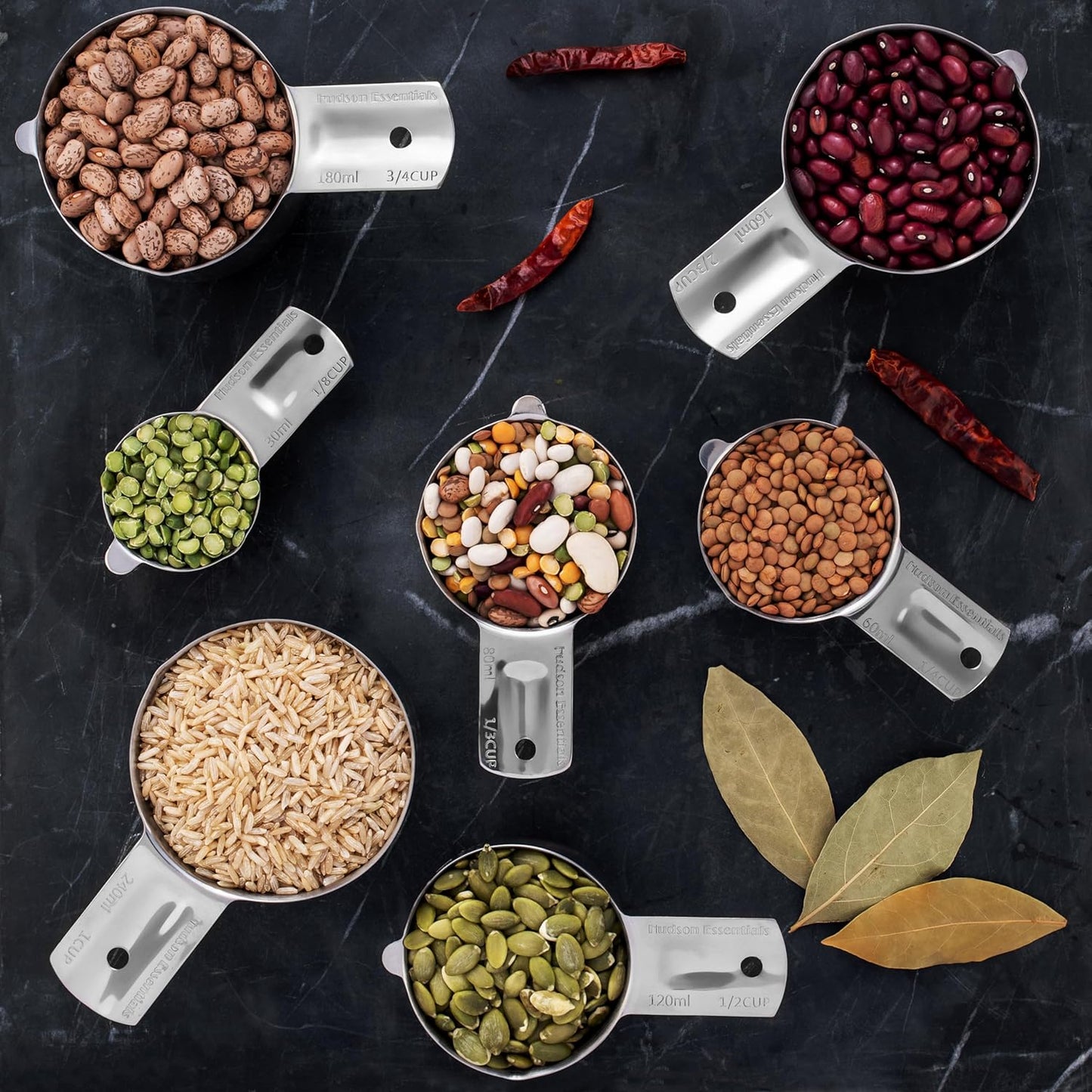 Hudson Essentials Stainless Steel Measuring Cups Set - Stackable Set with Spout