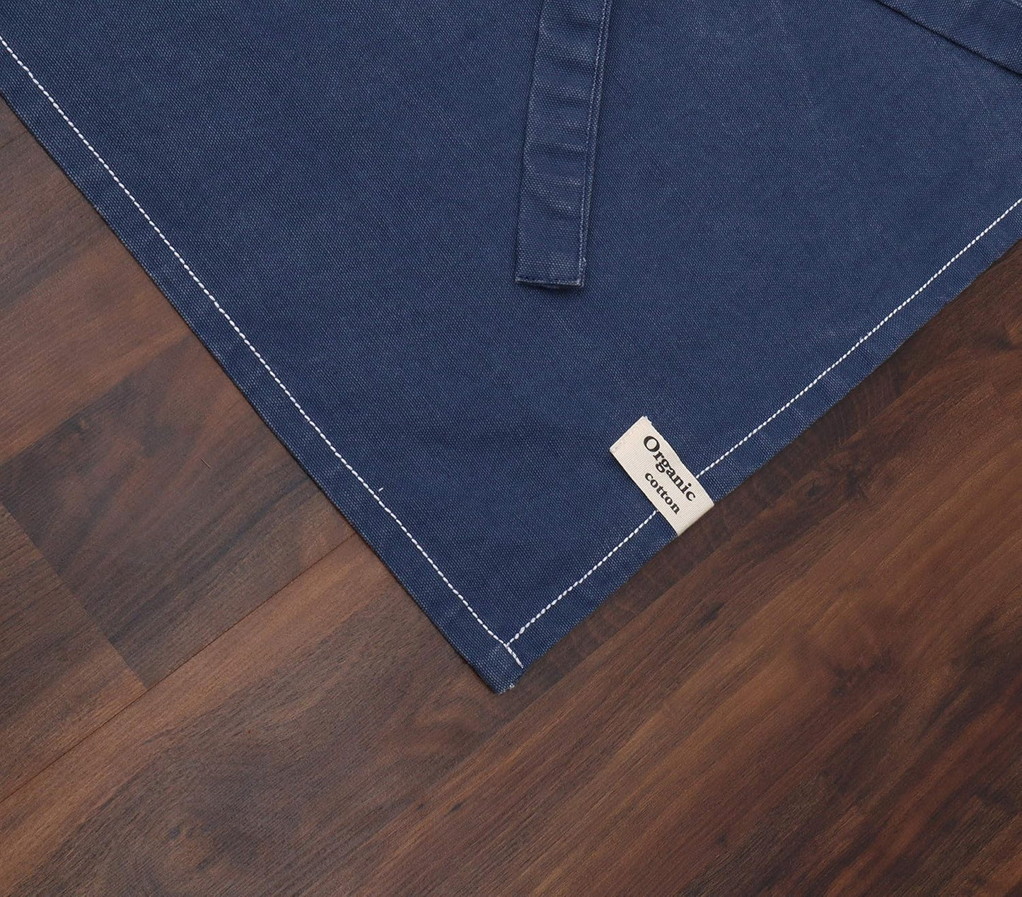 AMOUR INFINI Cotton Solid Aprons for Women with Pocket, Adjustable Strap and Waist Ties Washed Chef Aprons for Cooking, Baking and Gardening (27.5x33 Inches - Blue)