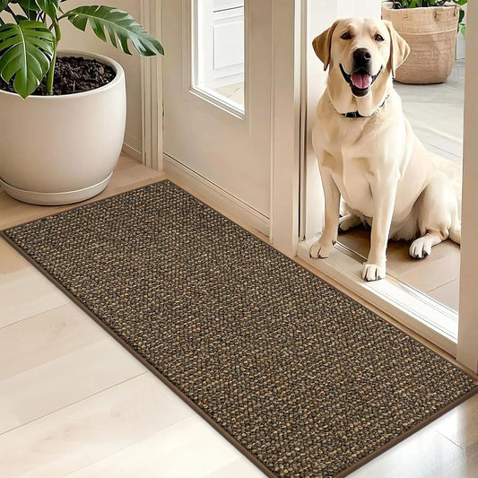 BEQHAUSE Dirt Trapper Door Mat 20" x 48", Non-Slip Washable Doormats Entrance Mat, Dirt Resistant and Absorbent Welcome Mat, Low Profile Floor Mats for Front Back Door and Entryway, Brown