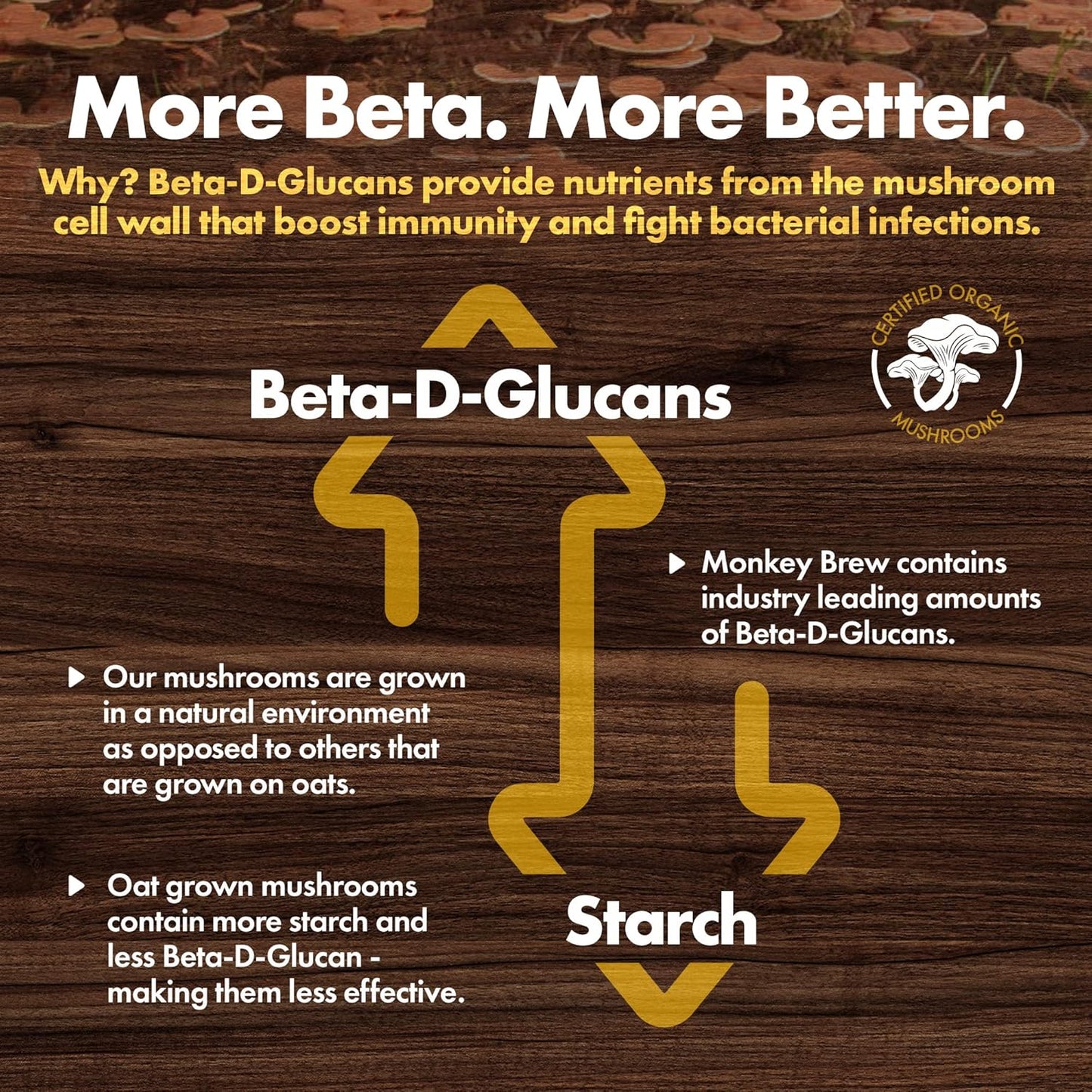 Monkey Brew Original - USDA Organic Mushroom Tea Drink - Non-Caffeinated Mushroom Coffee Alternative with Cacao Powder, Lion's Mane, Turkey Tail, Ashwagandha, Turmeric - Boosts Energy Focus & Immunity