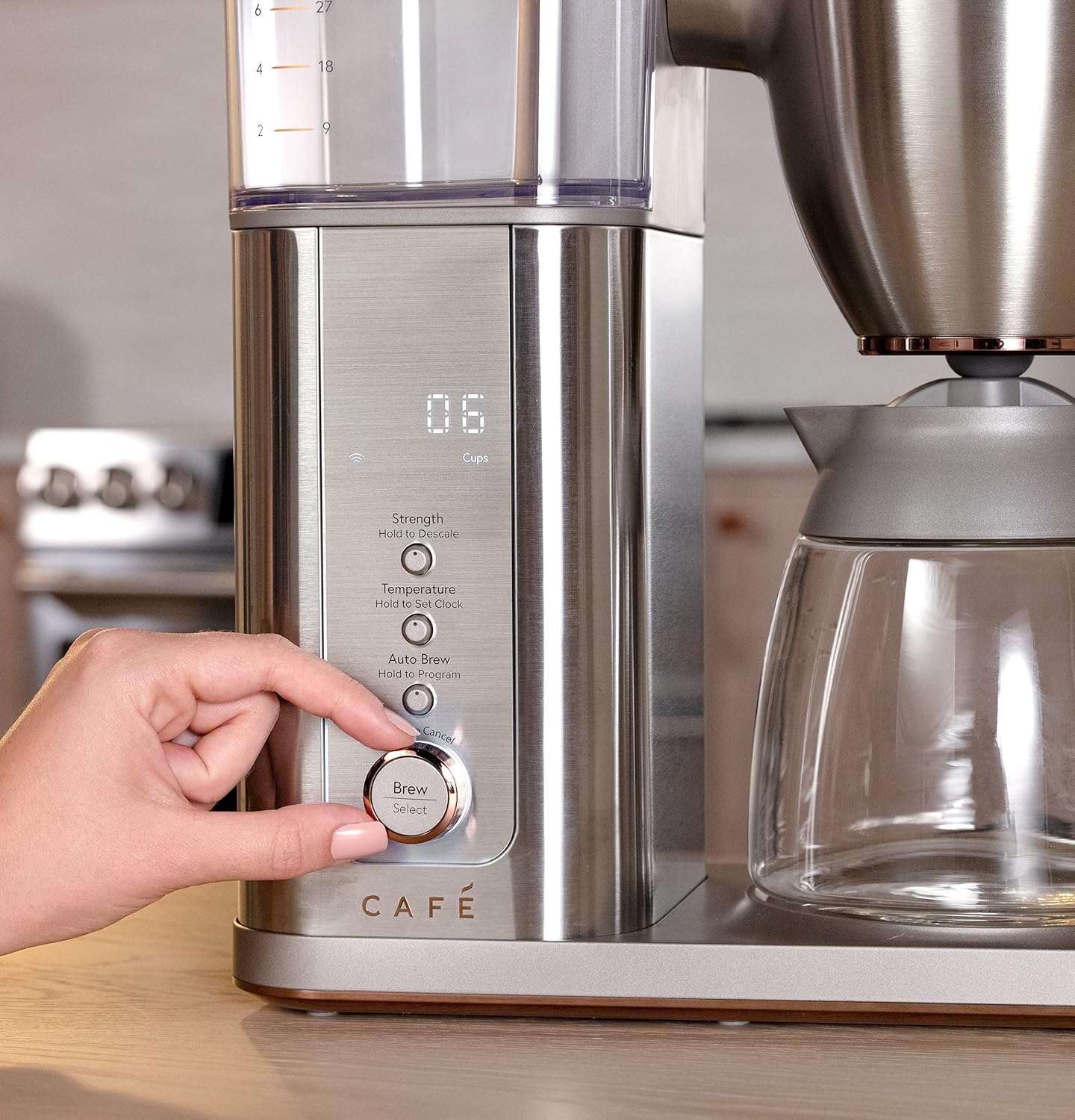 Café Specialty Drip Coffee Maker | 10-Cup Glass Carafe | WiFi Enabled Voice-to-Brew Technology | Smart Home Kitchen Essentials | SCA Certified, Barista-Quality Brew | Stainless Steel (Renewed)