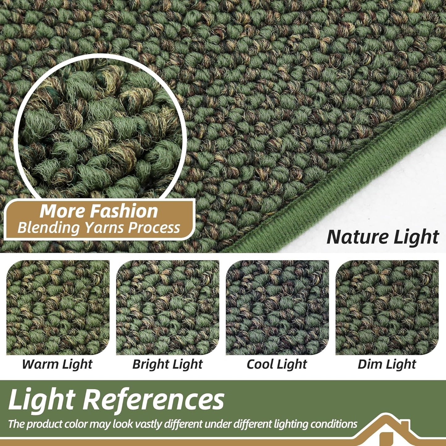 BEQHAUSE Dirt Trapper Door Mat 20" x 32", Non-Slip Washable Doormats Entrance Mat, Dirt Resistant and Absorbent Welcome Mat, Low Profile Floor Mats for Front Back Door and Entryway, Green