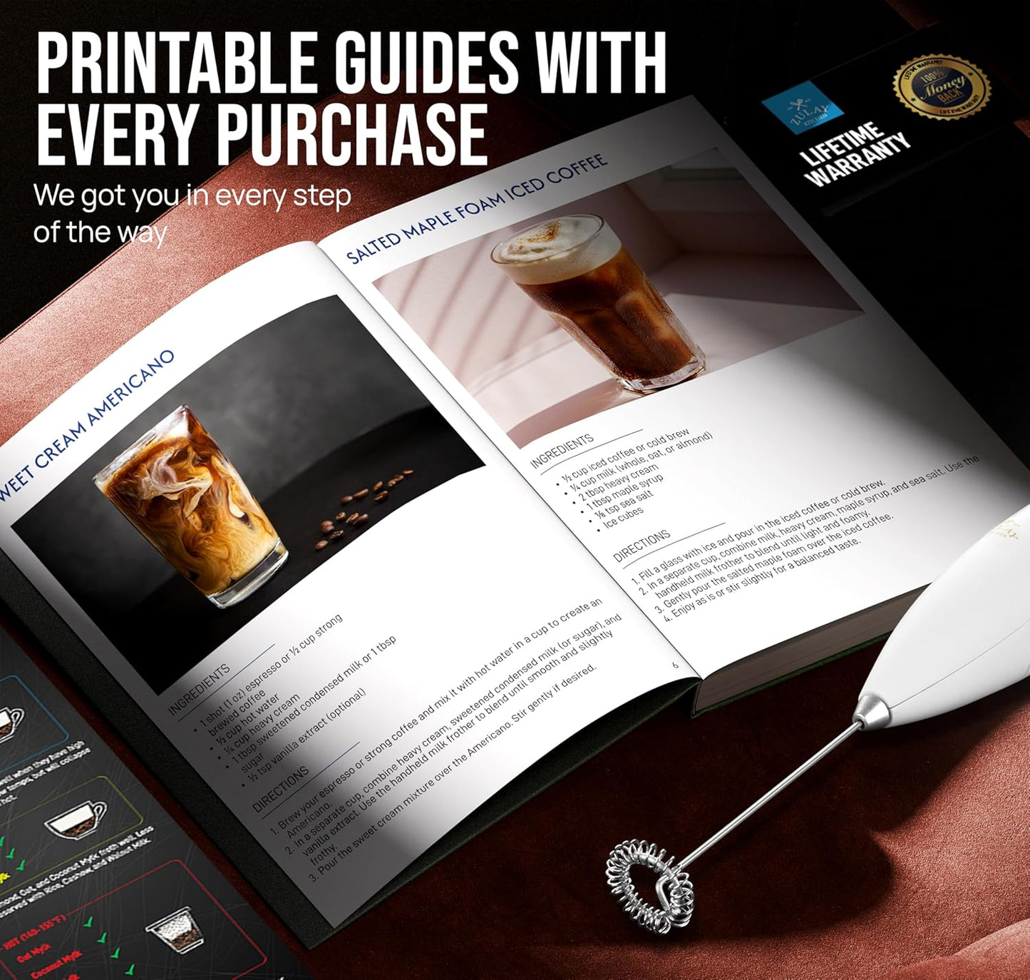 Zulay Kitchen Executive Series Luxury Gift Milk Frother with 4 Duracell Batteries – Handheld Electric Foam Maker for Coffee, Lattes & Hot Chocolate – Deluxe Finish, Ultimate Gift for Coffee Lovers