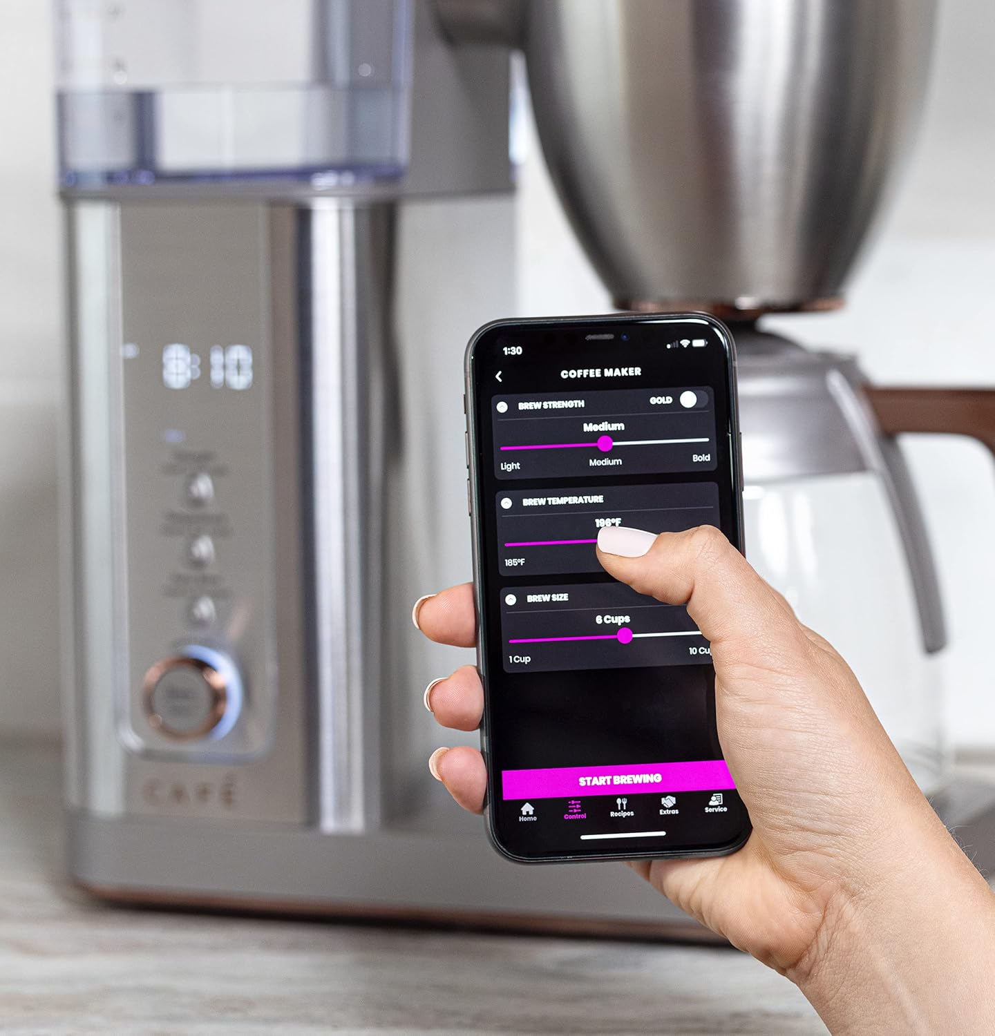 Café Specialty Drip Coffee Maker | 10-Cup Glass Carafe | WiFi Enabled Voice-to-Brew Technology | Smart Home Kitchen Essentials | SCA Certified, Barista-Quality Brew | Stainless Steel