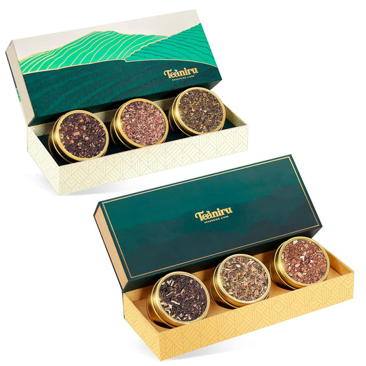 Teaniru, Gourmet Tea Collection – 6 Flavored Loose Leaf Set | 100% Pure Leaf with Real Ingredients | Gluten Free Tea – Brew it Hot or Cold, Serves up to 200 Cups | Gourmet Gift Sets for Him/Her
