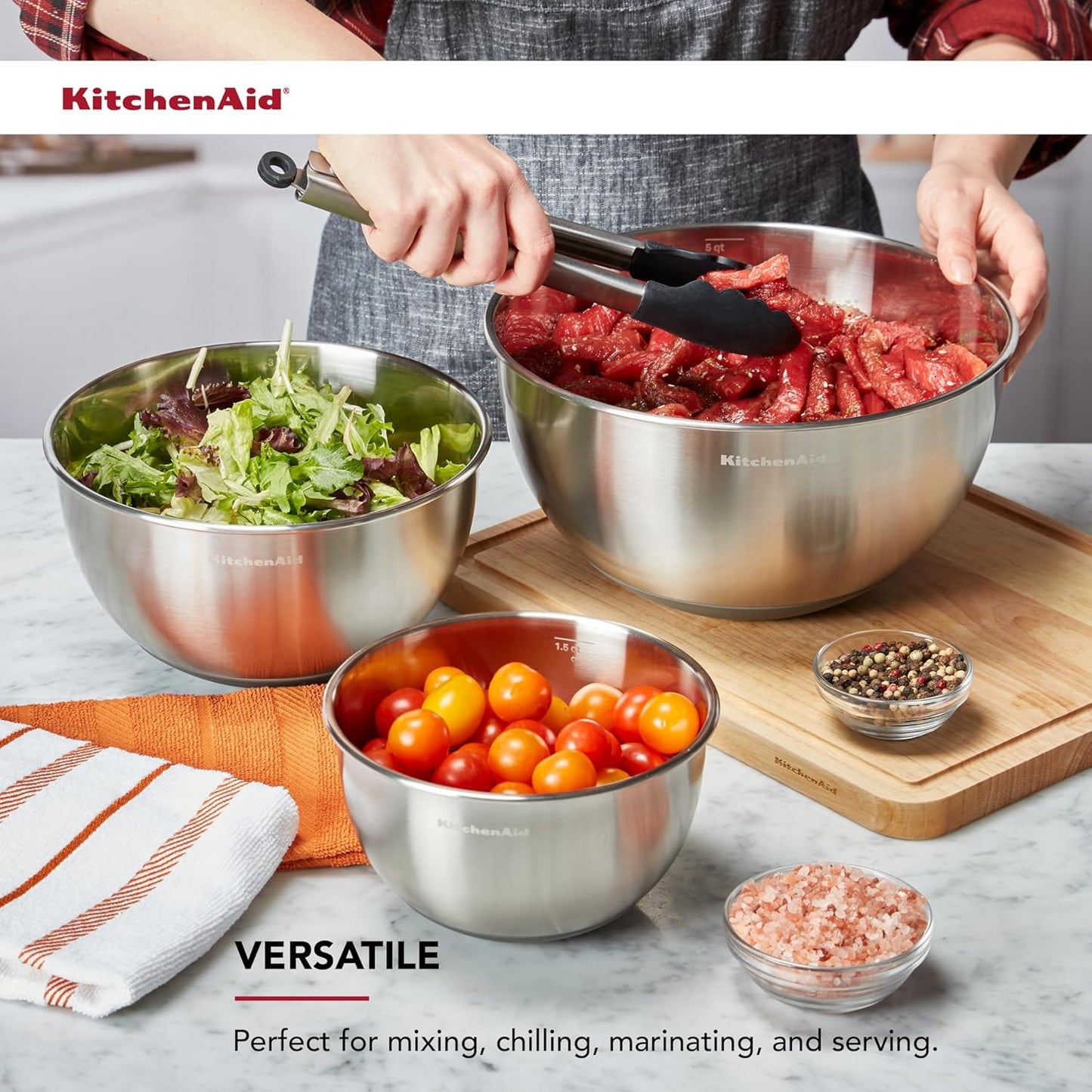 KitchenAid Stainless Steel Mixing Bowls, Set Of 3