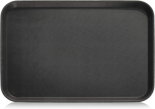 New Star Foodservice Restaurant Grade Non-Slip Tray, Plastic, Rubber Lined, Rectangular (Black, 18-Inch x 26-Inch)