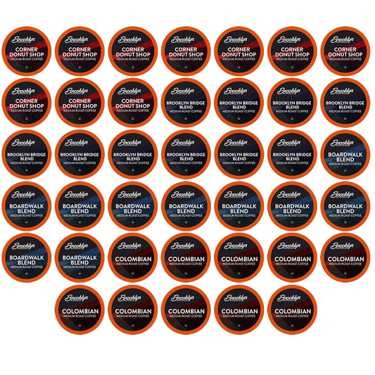 Brooklyn Beans Coffee Pods, Medium Roast Gourmet Variety Pack - Compatible with Keurig K Cup Brewers Including 2.0 Machines, 40 Count