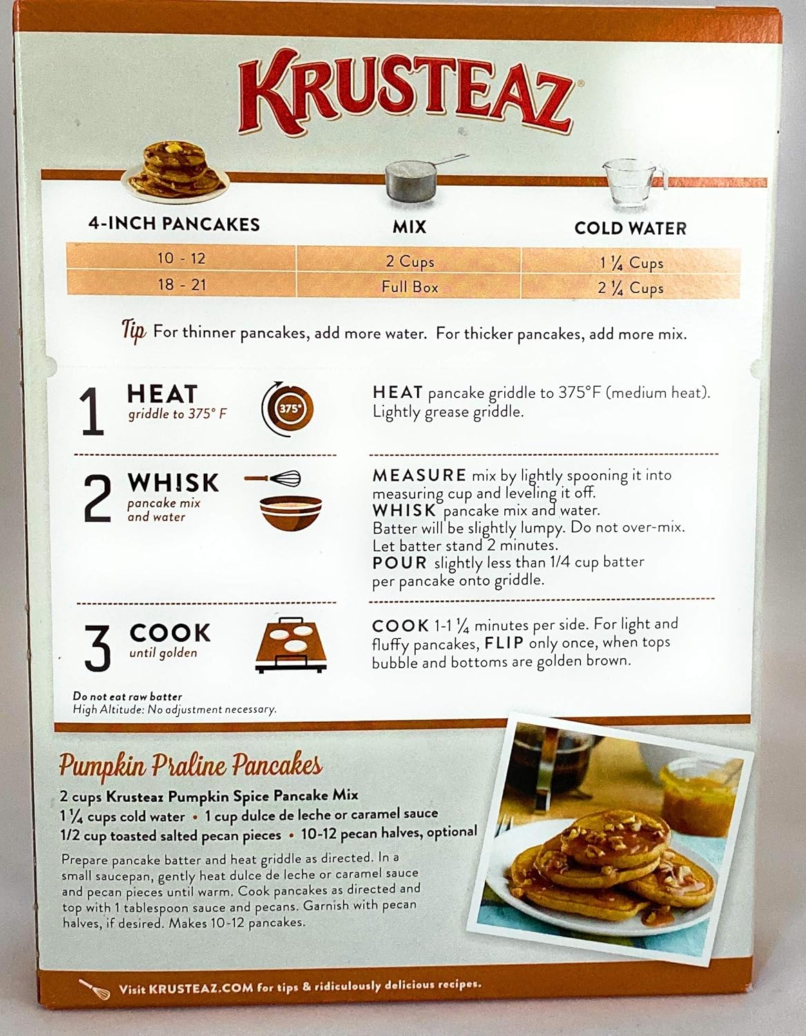 Krusteaz Baking Mix, Pumpkin Spice Complete Pancake Mix, Light & Fluffy, Made with Real Pumpkin & No Artificial Flavors or Preservatives, 16 OZ Box (Pack of 4)