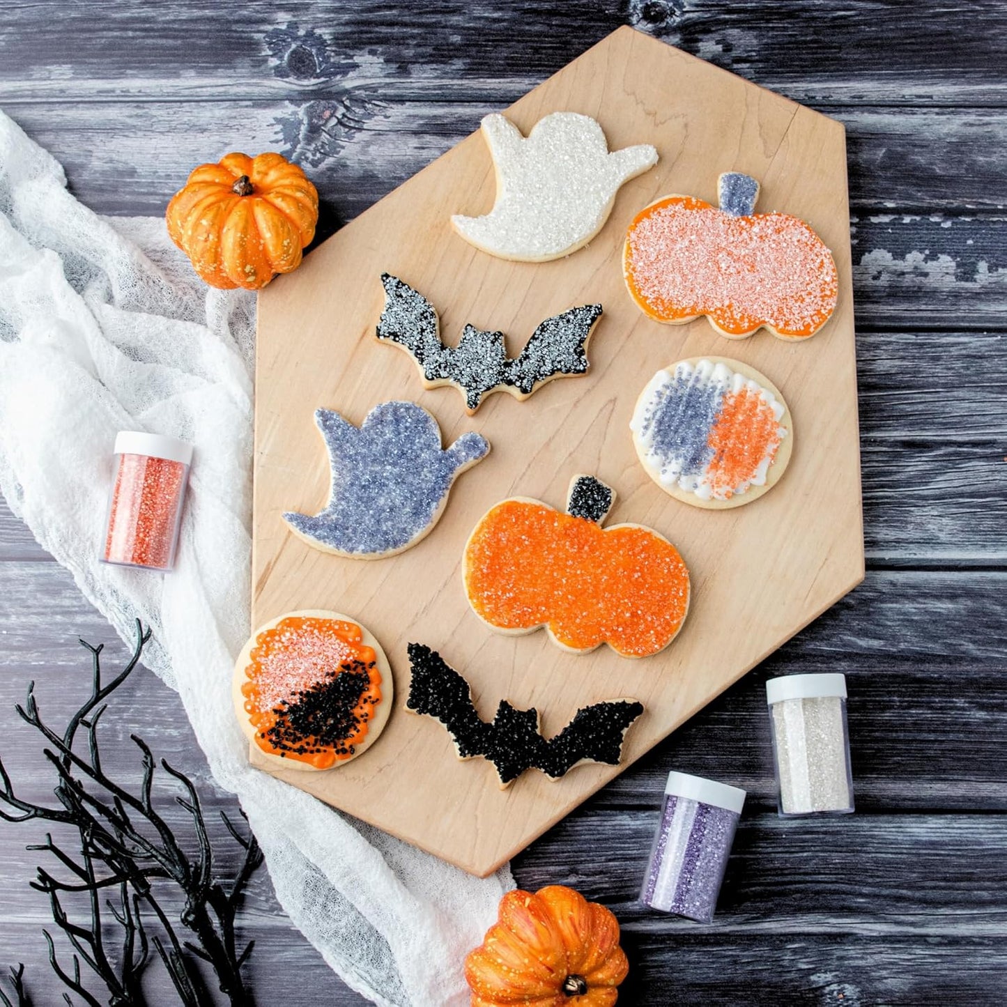 Sweets Indeed Halloween Sugar Sprinkles 4-Pack – 4.52 oz Spooky Sugar Set | White, Orange, Black & Purple Decorating Sugars | Edible Baking Decorations for Cookies, Cupcakes & Cakes