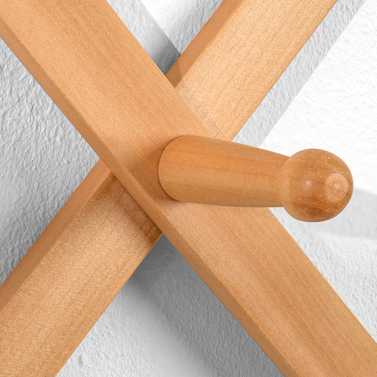 Dseap Accordian Wall Hanger: 16” High Wooden Wall Expandable Coat Rack, Hat Rack Holder, Accordion Hook for Baseball Caps, Coats, Mugs, 20 Peg Hooks, Natural