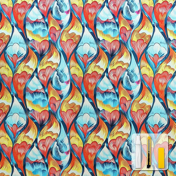 Window Privacy Film Stained Glass Decorative Static Clings Frosted Window Tint for Home Room Decor Bathroom Door Car Stickers with Glittering Effect, Removable(Tulip)