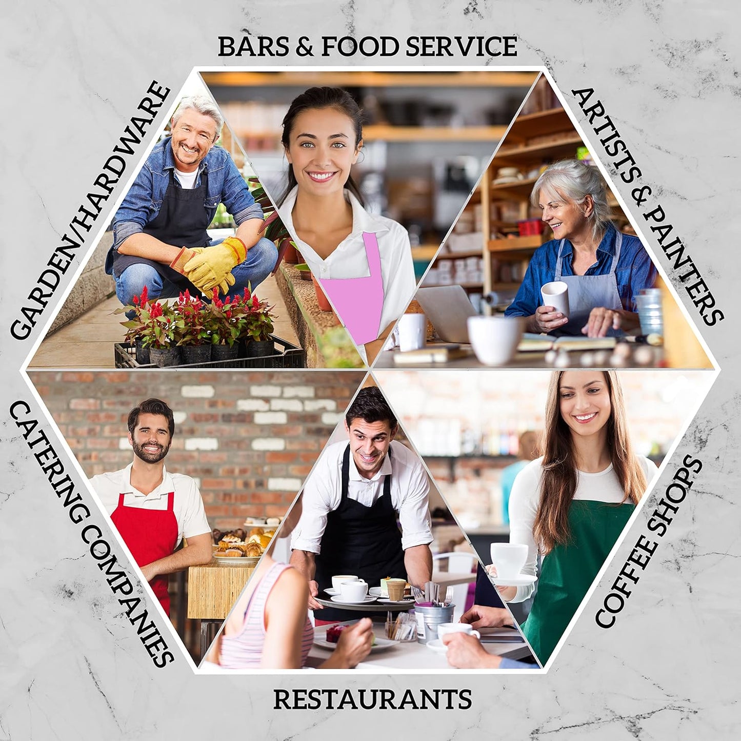 GREEN LIFESTYLE 2 Pack Chef Apron with Pockets – Grilling Aprons for Men, Waterproof Cooking Apron for BBQ, Work or Restaurant Use, Kitchen Aprons for Women with Pockets – Pink