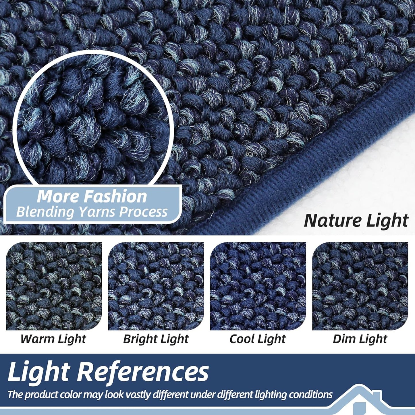 BEQHAUSE Dirt Trapper Door Mat 20" x 32", Non-Slip Washable Doormats Entrance Mat, Dirt Resistant and Absorbent Welcome Mat, Low Profile Floor Mats for Front Back Door and Entryway, Blue