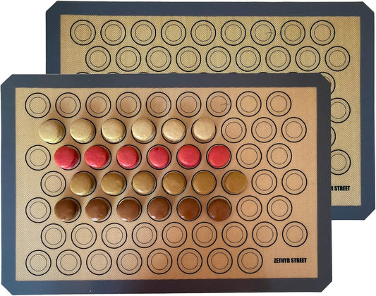 Macaron Silicone Baking Mats - Set of 2 - Full Size - 16.5 x 24, Non-Stick Macaron Mat for Perfect Baking - Dishwasher & Oven Safe, Ideal for Macarons, Cookies, Bread, and More