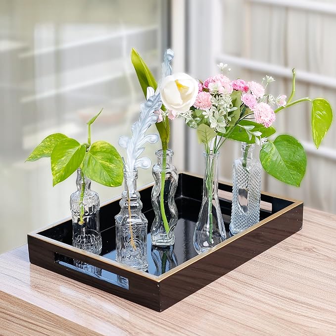 Small Vintage Glass Bottles with Corks, Mini Vases, Decorative Glass Bottle, Potion Bottles, Assorted Design - Set of 14 assorted design 5oz 6.5-7 inch tall 1.8-2.inch wide.