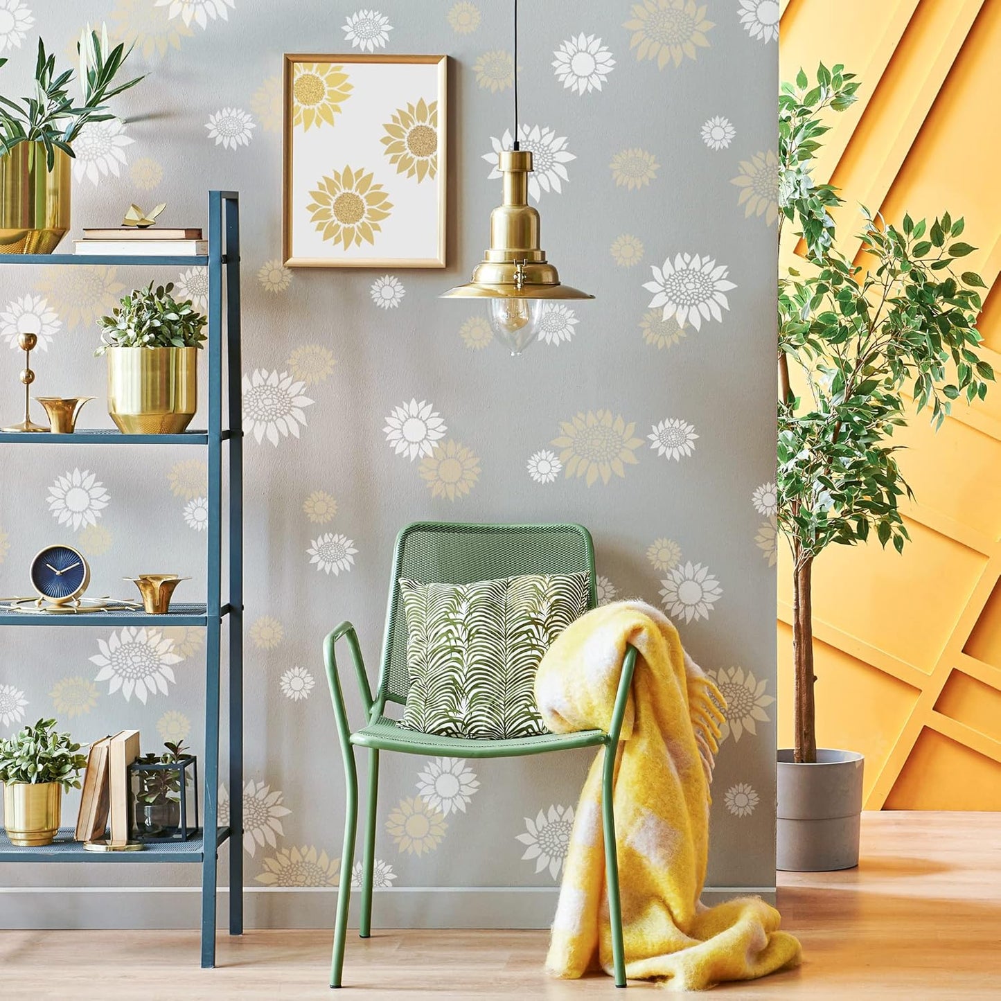 NAKLEO DIY Reusable Plastic Stencil - 21x30cm / 8.3” x 11.7” - Sunflowers Leaf Nature - Art Craft Wall Painting Pattern Template Scrapbooking Decoupage - Fabric Furniture Wood