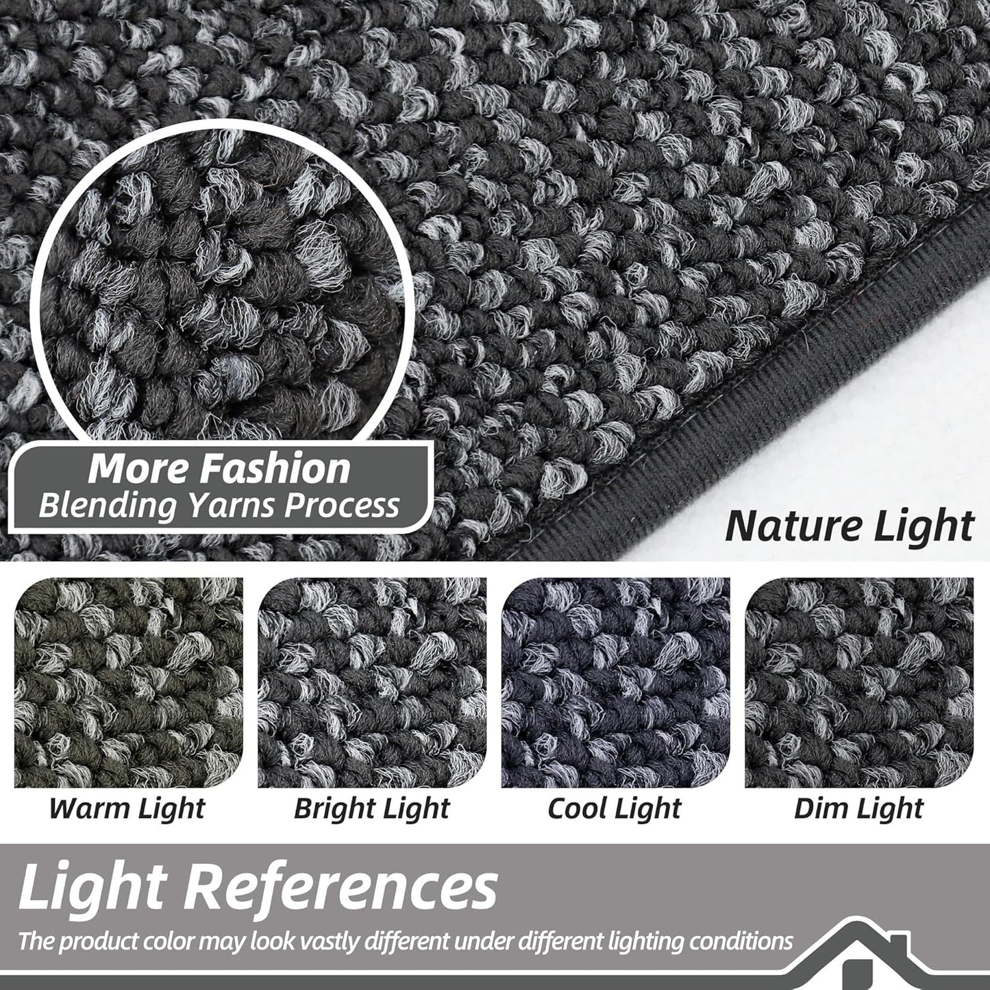 BEQHAUSE Dirt Trapper Door Mat 36" x 60", Non-Slip Washable Doormats Entrance Mat, Dirt Resistant and Absorbent Welcome Mat, Low Profile Floor Mats for Front Back Door and Entryway, Charcoal