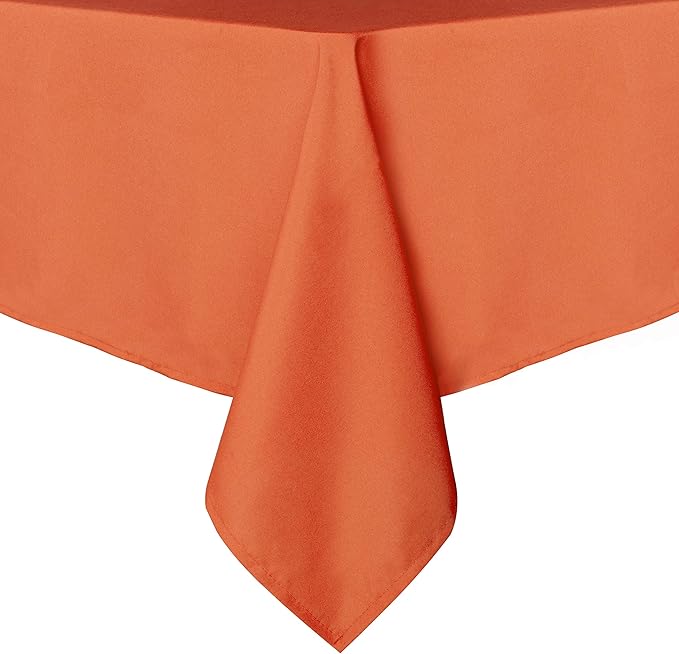 sancua Rectangle Tablecloth - 54 x 108 Inch - Stain and Wrinkle Resistant Washable Polyester Table Cloth, Decorative Fabric Table Cover for Dining Tables, Buffet Parties and Camping, Orange