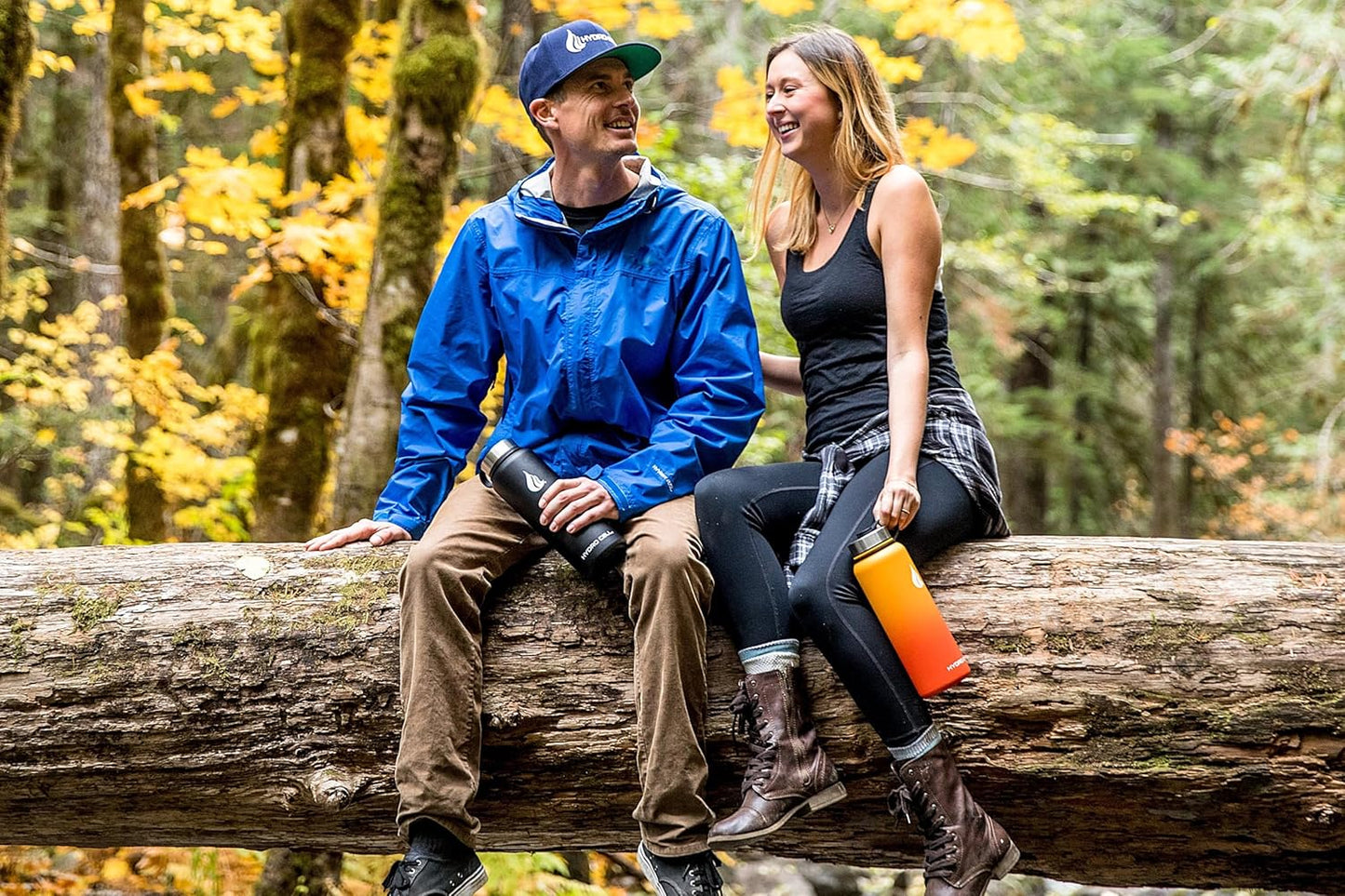 HYDRO CELL Stainless Steel Insulated Water Bottle with Straw - For Cold & Hot Drinks - Metal Vacuum Flask with Screw Cap and Modern Leakproof Sport Thermos for Adults (Black 40oz)