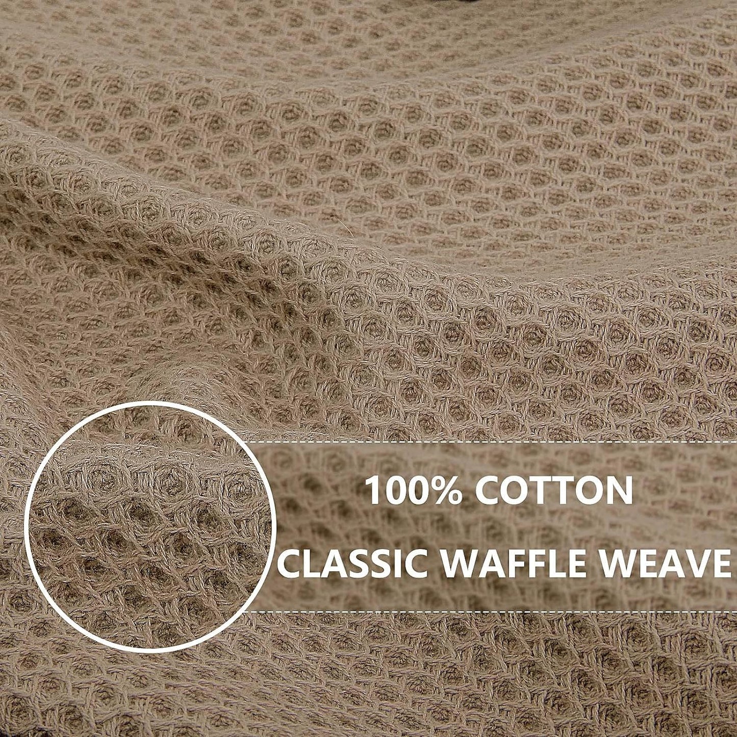 Homaxy 100% Cotton Waffle Weave Kitchen Dish Towels, Ultra Soft Absorbent Quick Drying Cleaning Towel, 13 x 28 Inches, 8-Pack, Tan
