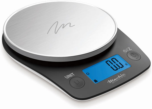 Food Kitchen Scale by NutraTrack™ Digital Grams and Ounces for Coffee, Weight Loss, Baking, Cooking, Keto and Meal Prep, LCD Display, Stainless Steel, LOWEST 0.5g INCREMENTS Accuracy meets Durability!