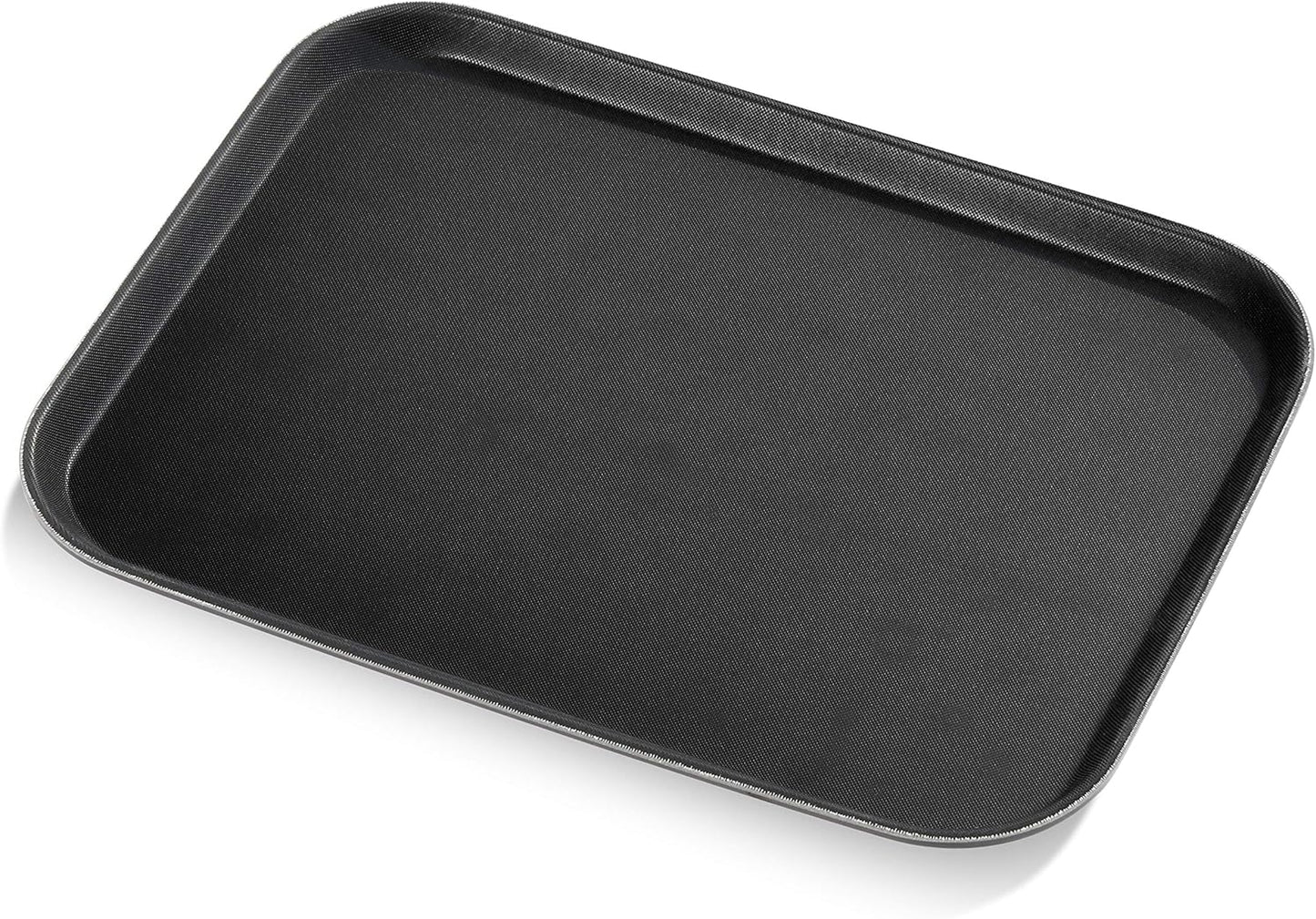 New Star Foodservice 24975 Restaurant Grade Non-Slip Tray, Plastic, Rubber Lined, Rectangular, 12-Inch x 16-Inch, Black