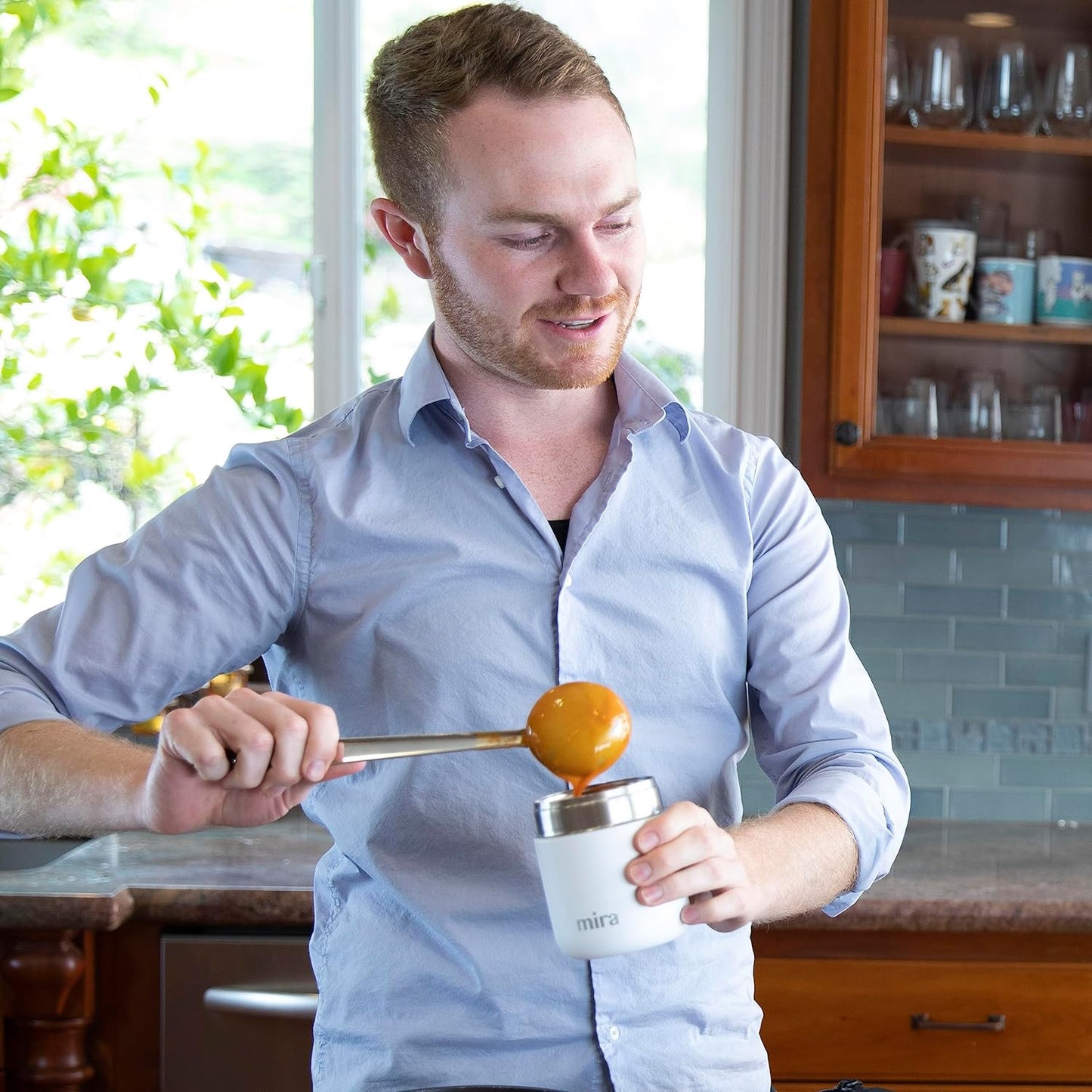 MIRA 9oz Insulated Food Jar Thermo for Hot Food & Soup, Compact Stainless Steel Vacuum Lunch Container - Pink