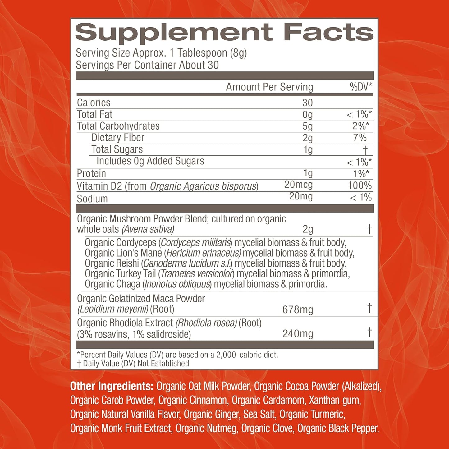 OM MUSHROOM SUPERFOOD Morning Energy Blend Mushroom Powder Drink, 8.47 Ounce Canister, Coffee Free Energy Drink with Cordyceps, Vitamin D2, Agaricus Bisporus, Lion's Mane, Rhodiola, and Turkey Tail