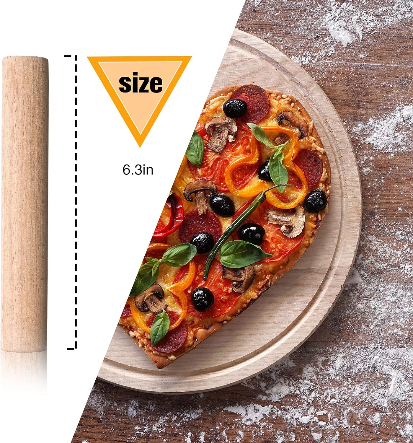 Small Wooden Rolling Pin, Dumpling Dough Roller Wooden Mini Rolling Pins Kitchen Utensil Tool for Fondant, Pasta, Bread, Pastry, Cookies, Pizza, Pie, Cylinder Style, 6.3 Inch (3 Pieces)