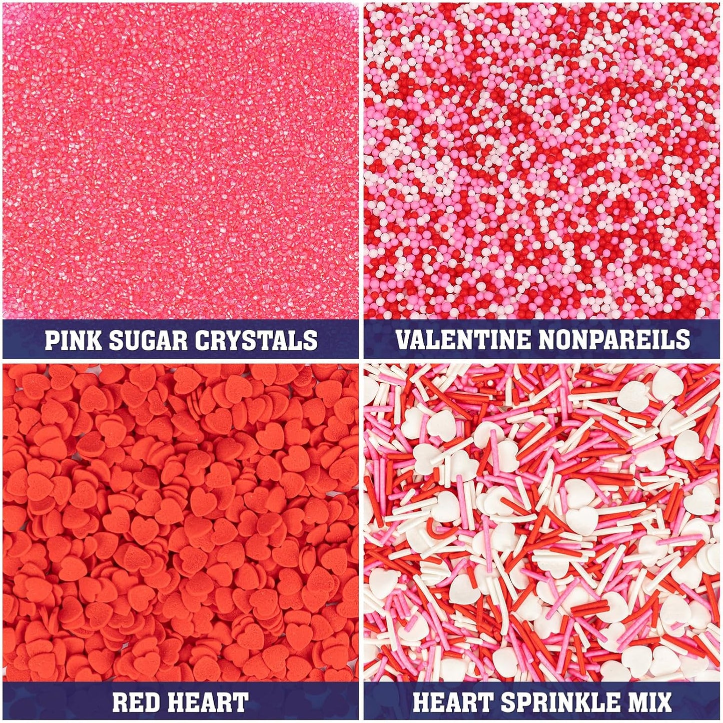 Twisweet Heart Sprinkles for Cake Decorating 12oz, Edible Red Pink and White Nonpareils Sprinkles Mix, Assorted Styles Heart Sprinkles Candy, Cupcake Topper Cookie Ice Cream Cake Decorations, Valentine Mother's Day Birthday Wedding Party Supplies