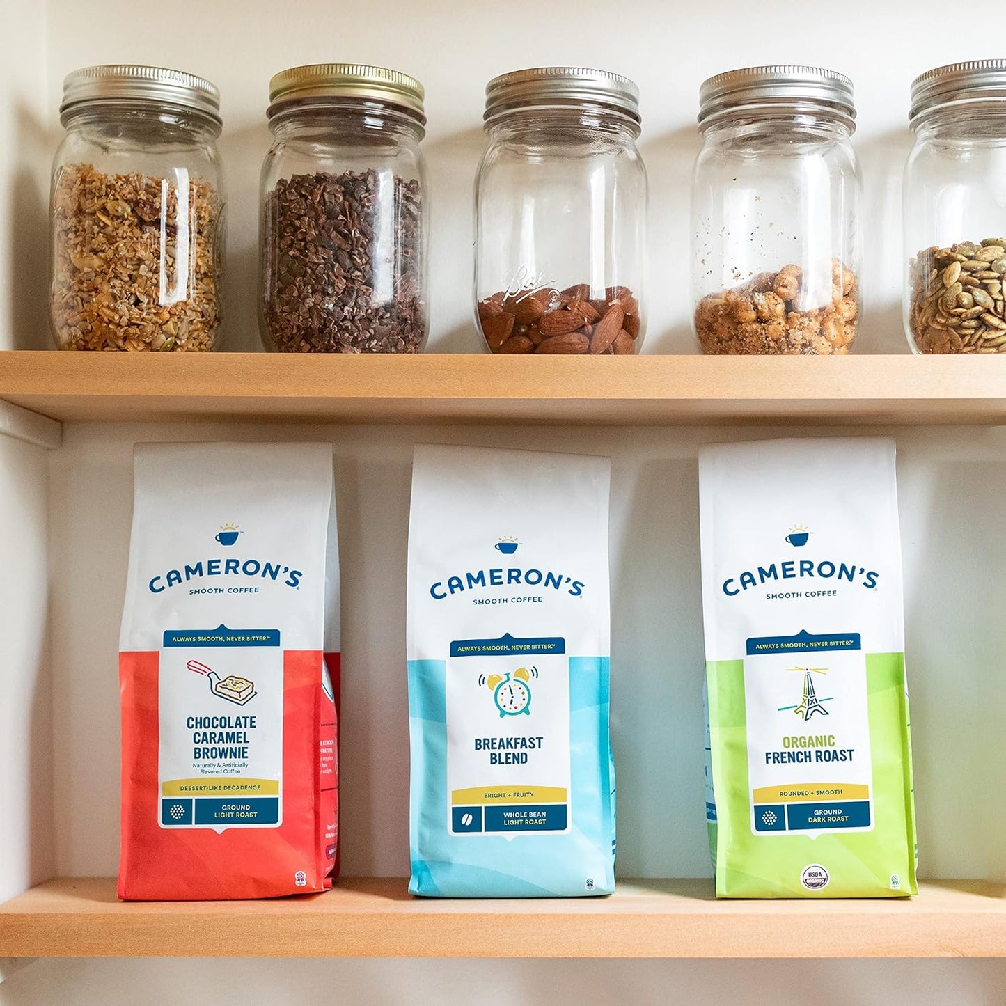 Cameron's Coffee Roasted Ground Coffee Bag,Sea Salt Caramel Cold Brew, 12 ounce Pack of 6