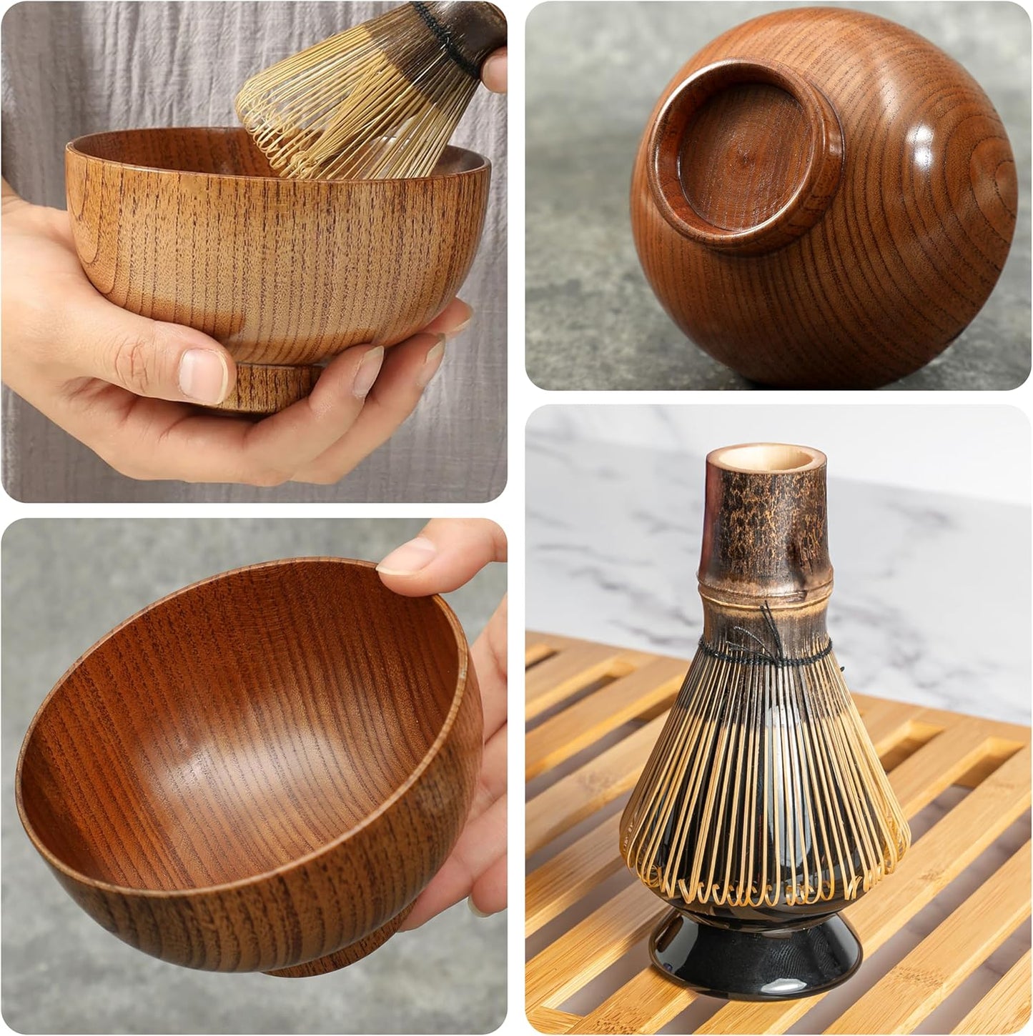 Matcha Whisk Set, 12 Pcs Matcha Set, Jujube Wood Bowl with Bamboo Straws, Storage Box & Gift Bag, Matcha Kit for Tea Ceremony or Matcha Latte