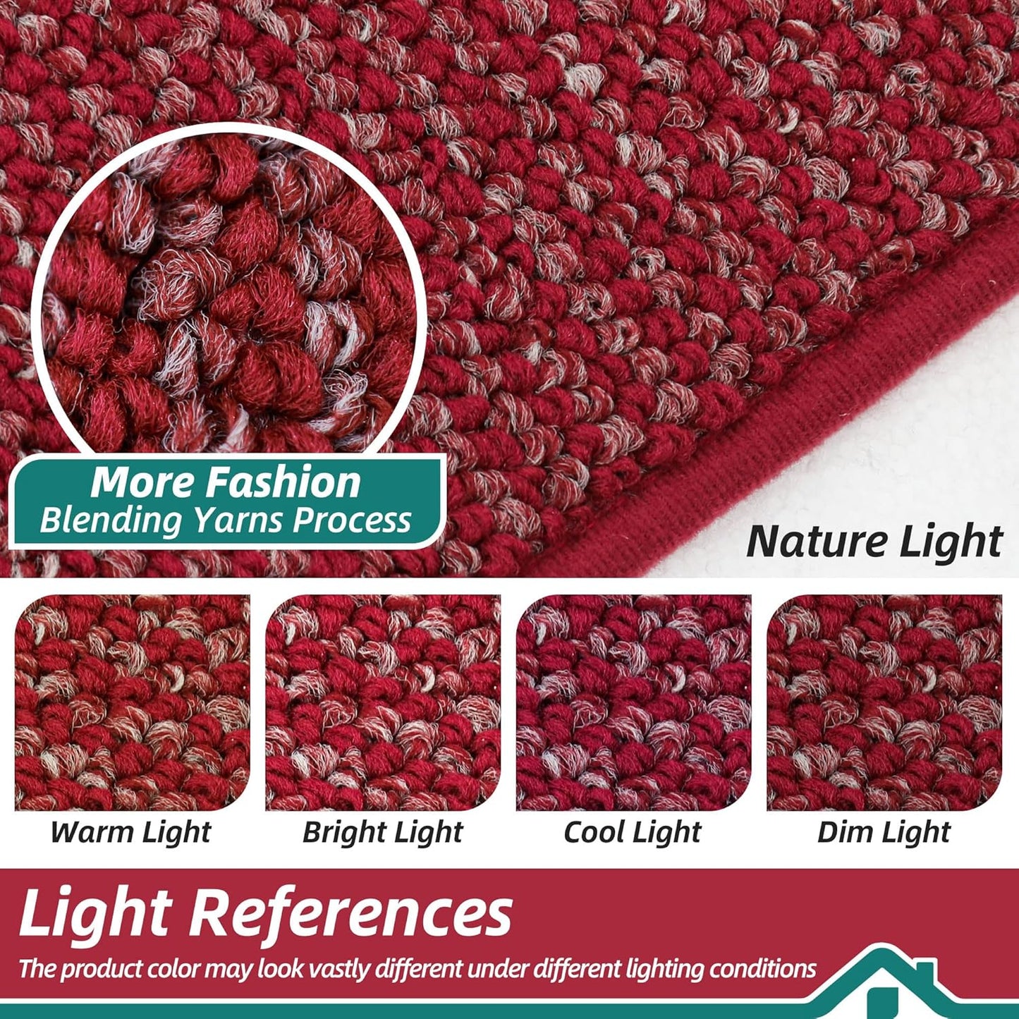 BEQHAUSE Dirt Trapper Door Mat 24" x 36", Non-Slip Washable Doormats Entrance Mat, Dirt Resistant and Absorbent Welcome Mat, Low Profile Floor Mats for Front Back Door and Entryway, Red