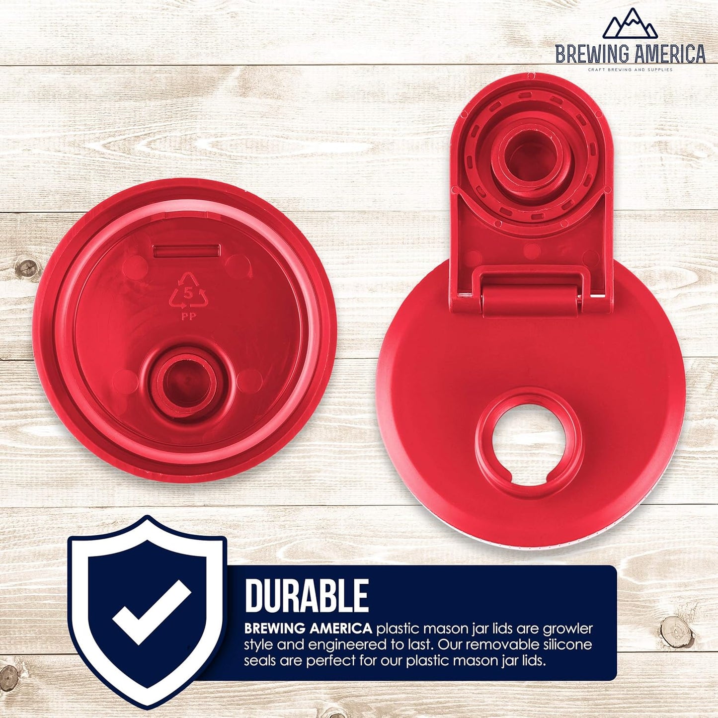 Brewing America Mason Jar Drinking Cup Pint and Half Drinking Lid and Azure 24oz Jar (1, Old Glory Red)