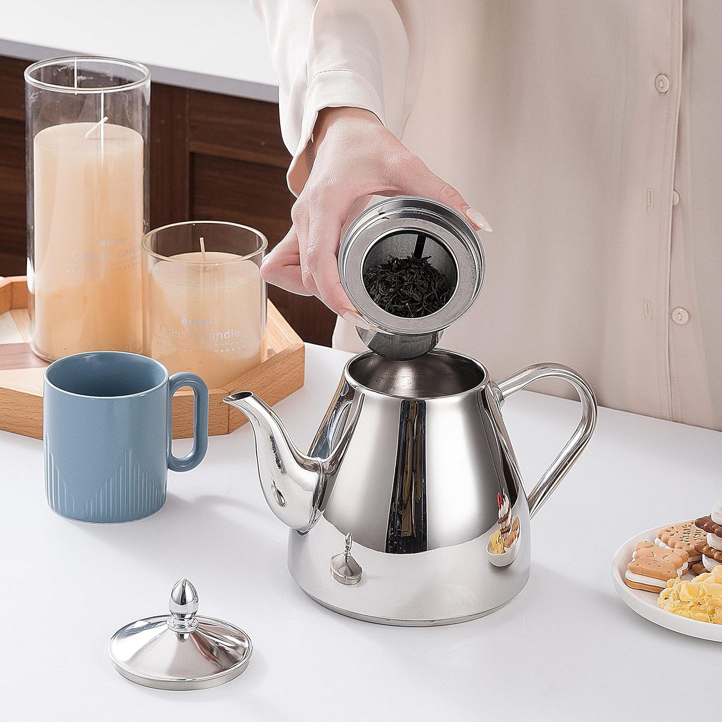 SANQIAHOME Stainless Steel Teapot with Infuser 1500ml