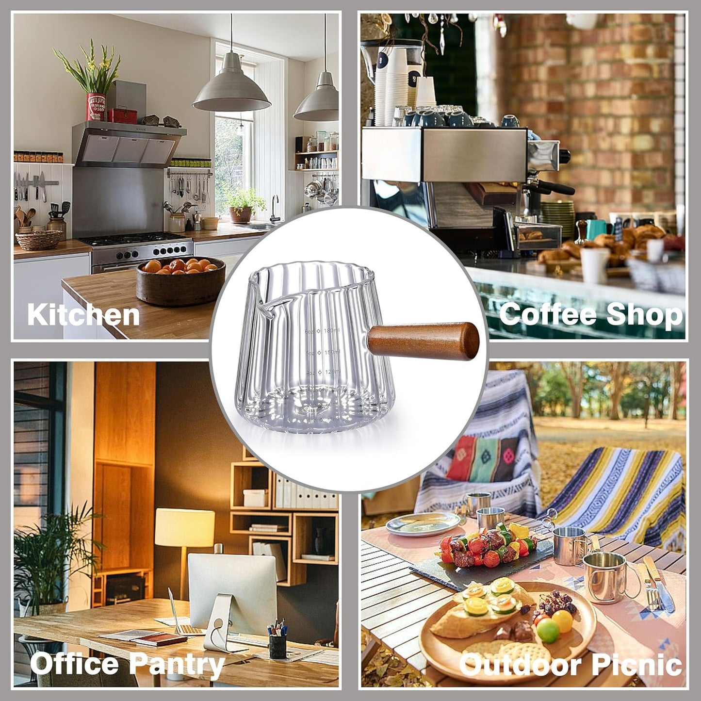 6OZ Espresso Cups Glass, JJOO Espresso Shot Cup With V-Shaped Mouth, Glass Measuring Cup, Markings in both oz & ml