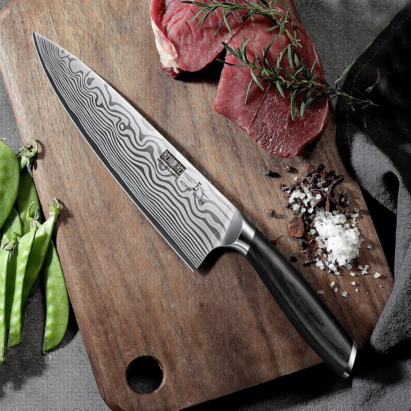 8 Inch Chef Knife, Ultra Sharp High Carbon Powder Steel Kitchen Knife, Professional Japanese Chef's Knife with Ergonomic Pakkawood Handle