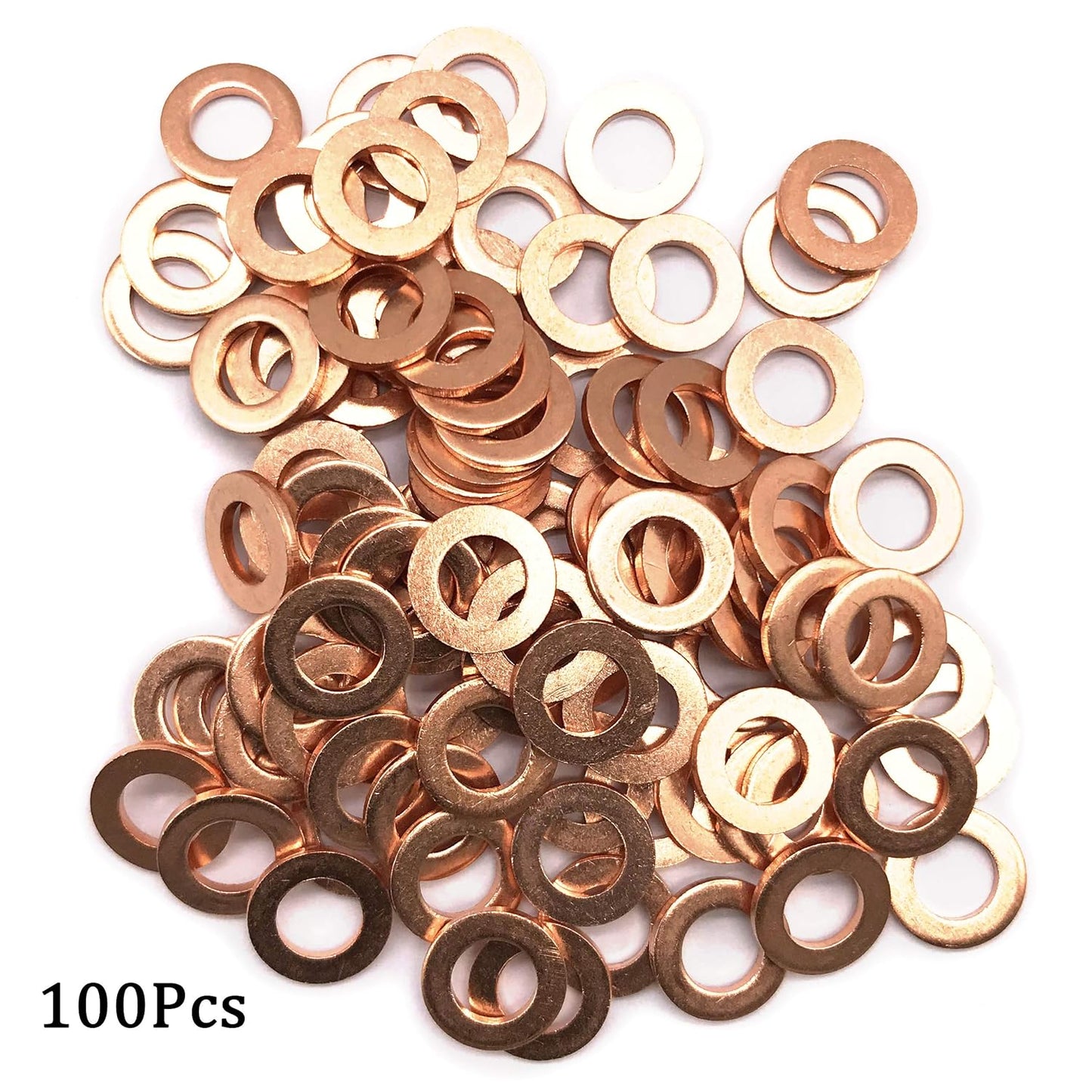 M5 Flat Washer Copper Sealing Ring, 5mm ID 9mm OD 1mm Thickness Metric Sealing Gasket, 100 Pieces