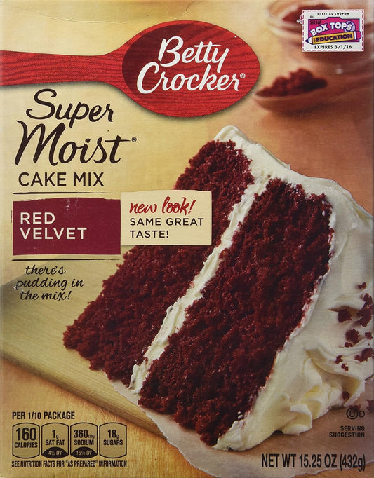 Betty Crocker, Supermoist Cake Mix, Red Velvet, 15.25oz Box (Pack of 6)