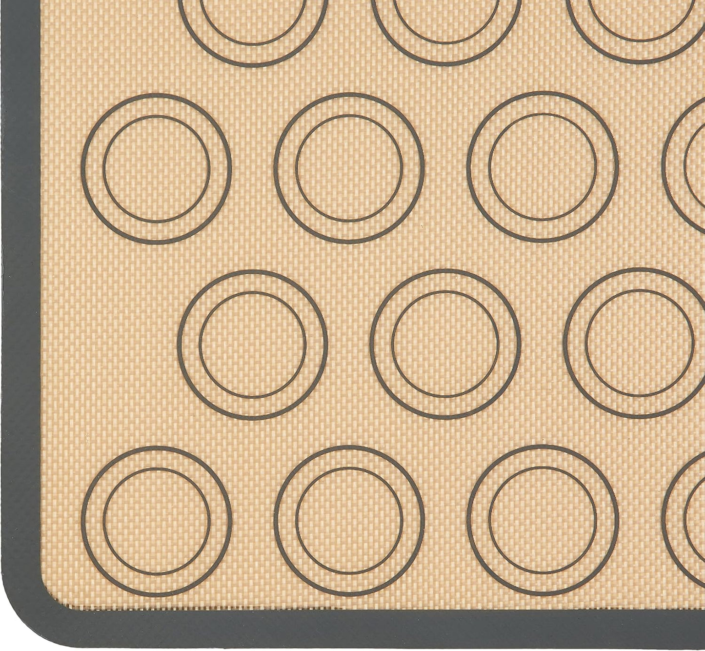 Amazon Basics Silicone Baking Mat for Macarons, Non-Stick, Food Safe, 16.5" x 11.6", Beige/Gray, Pack of 2
