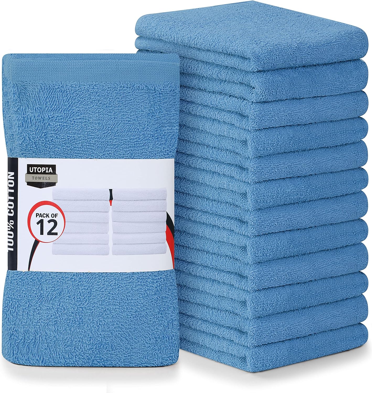 Utopia Towels Kitchen Bar Mops, Pack of 12, 16 by 19 Inches, 100% Cotton Ring Spun, Super Absorbent Towels, Multi-Purpose Cleaning Towels for Home and Kitchen Bars