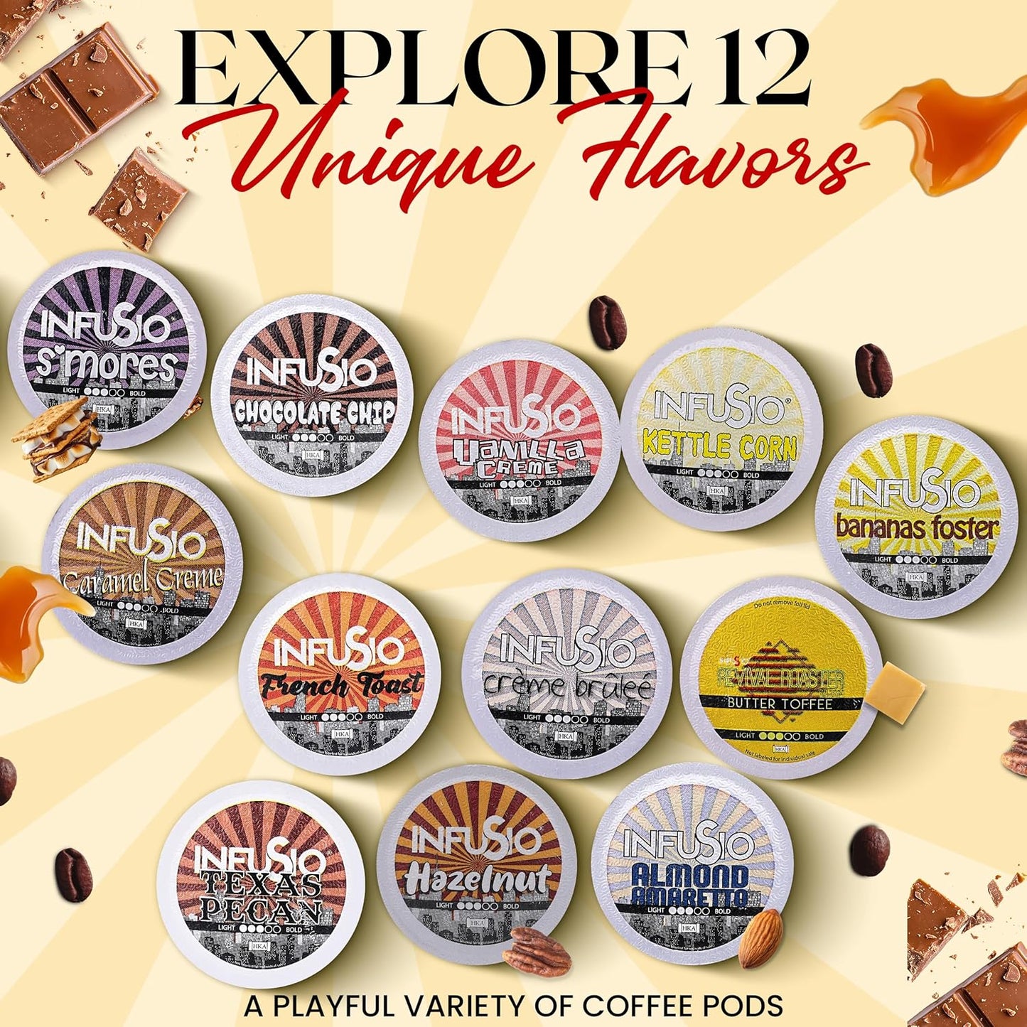 InfuSio Vanilla Crème Medium Roast, 96 Count Pods for Keurig K-Cup Brewers, Compatible with 2.0, Premium Roasted Coffee