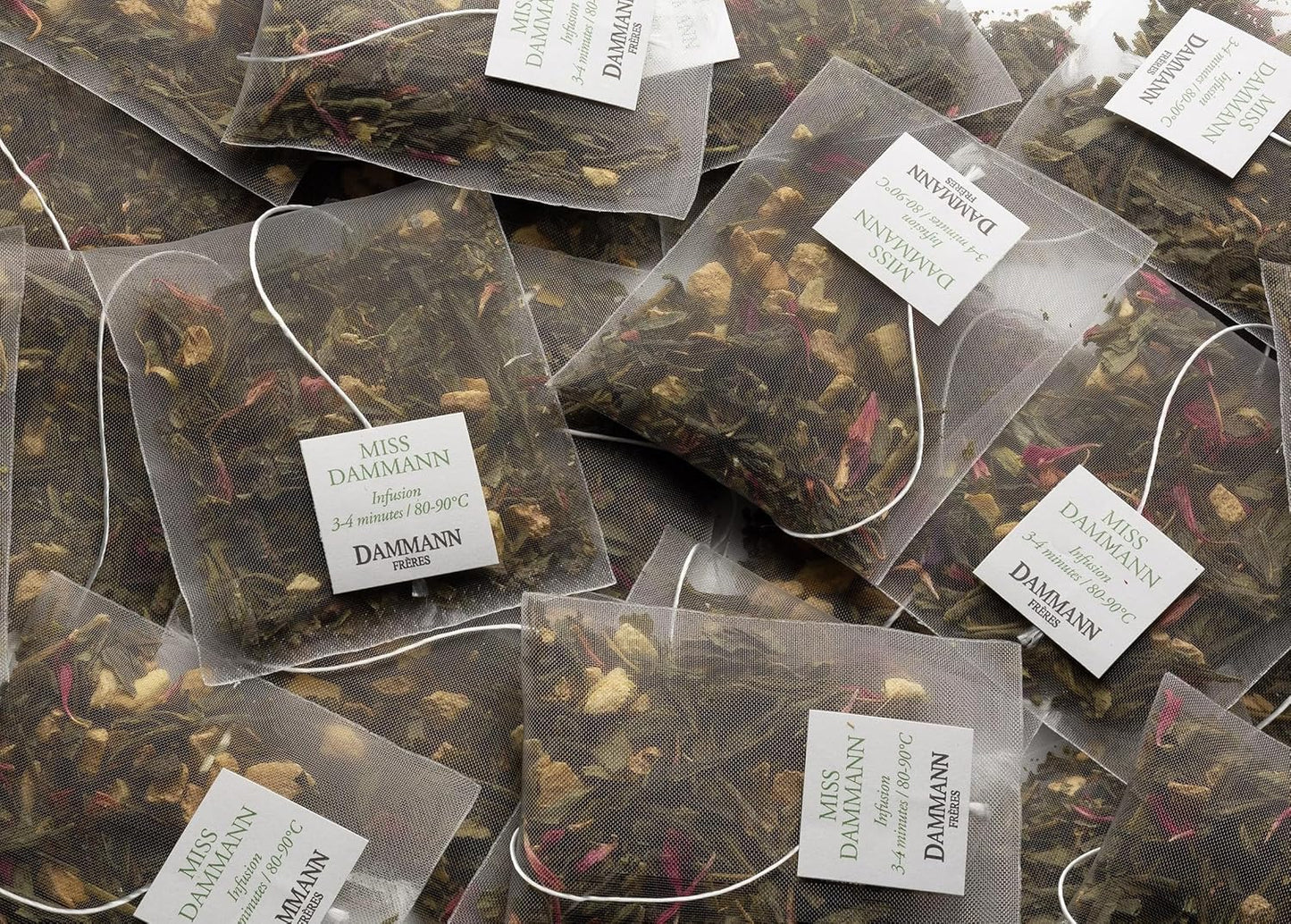 Dammann Freres Sachets, Miss Dammann Tea Bags, Premium Gourmet French Green Tea, Blend Ginger, Passion Fruit, Lime Flavors, 25 Count (Single Pack)